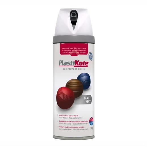 PlastiKote 23100 Twist & Spray Paint; Matt White (WH); 400ml