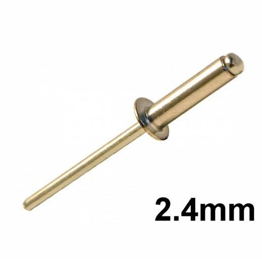 Aluminium Dome Head Blind (Pop) Rivets; Mild Steel Mandrel; 2.4 x 6mm; DIN 7337