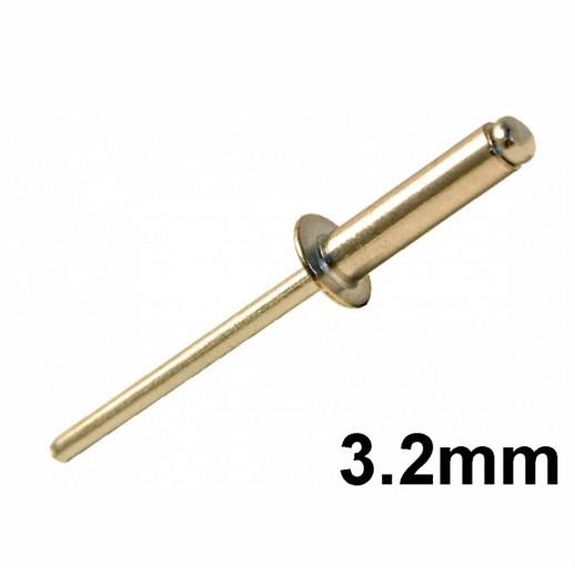 Aluminium Dome Head Blind (Pop) Rivets; Mild Steel Mandrel; 3.2 x 6mm; DIN 7337