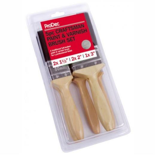 Prodec CPR645 Paint Brush 5 Piece Set; Bristle Professional Paint & Varnish Brushes; (2 x 38mm; 2 x 50mm & 1 x 75mm)