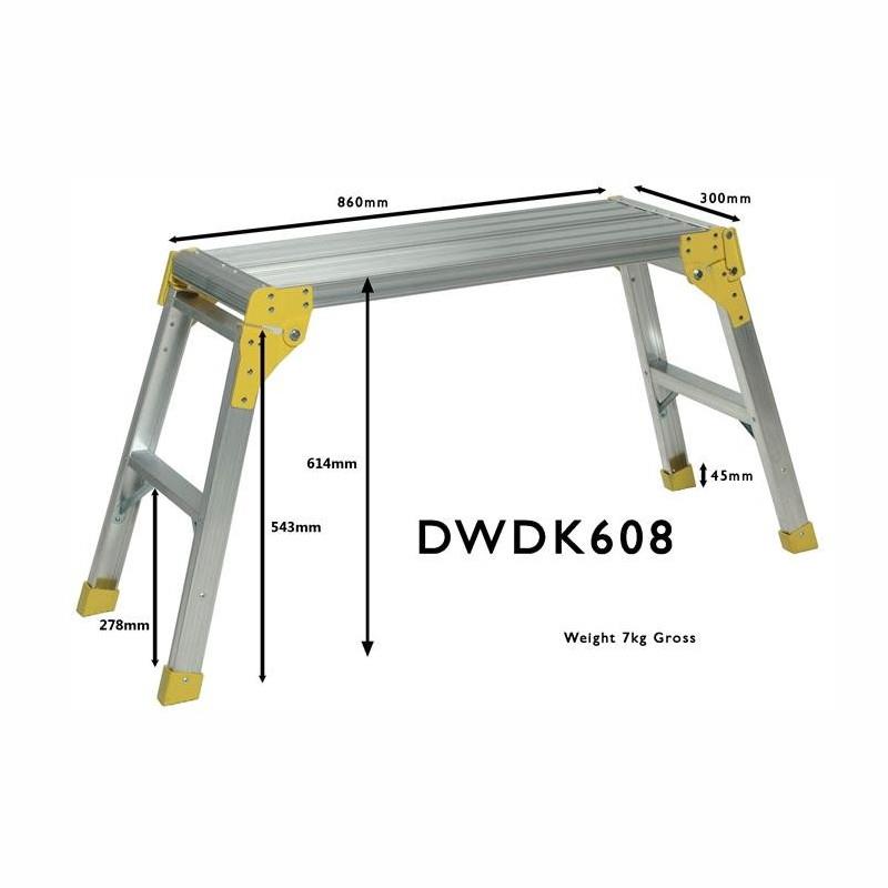 Prodec DWDK608 Foldaway Workstand; (Hop Up); Aluminium; 800 x 300mm; 600mm High