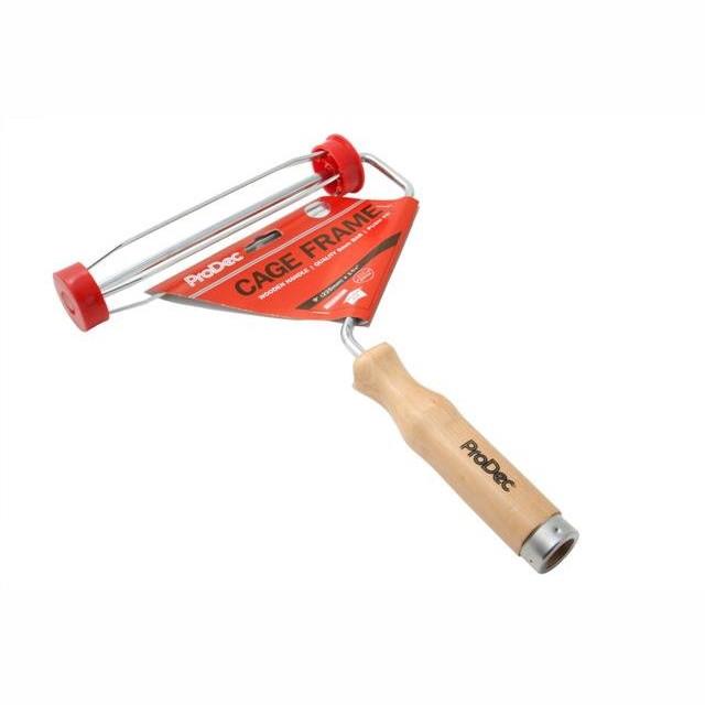 Prodec PRFR007 Cage Paint Roller Frame; 5 Wire, 8mm Bar Cage Frame; Wooden Screw Fit Handle; 9