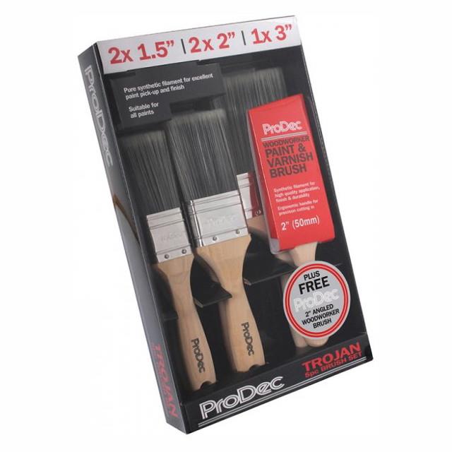 Prodec PBPT056 Trojan Paint Brush Set 6 ; Consists Of 2 x 1.5