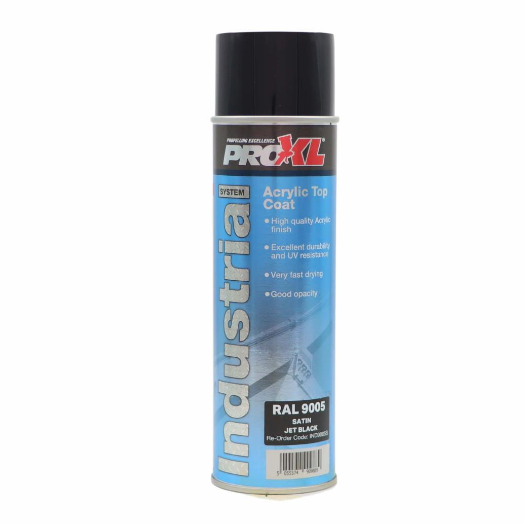 PROXL IND9005 Acrylic Satin Topcoat; RAL 9005 Pure Jet Black (PBK); 500ml