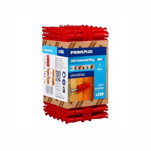 Rawlplug 68-525 Uno Wall Plugs; Red (RD); Pack (288) - Kawstore