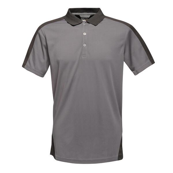 Regatta TRS174 Contrast Quick Wicking Polo Shirt; Seal Grey/Black (GR)(BK)(087); Medium (M)