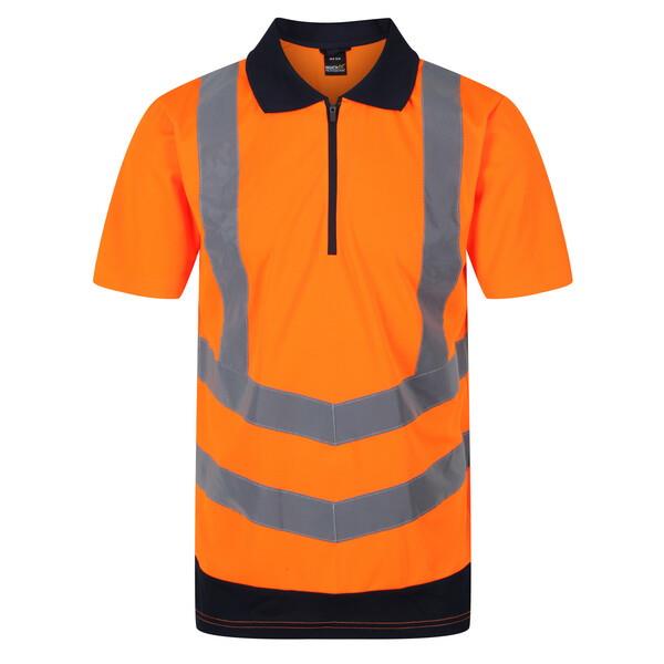 Regatta TRS189 Pro Hi-Vis Wicking Polo Shirt; Orange/Navy (OR)(NY)(5LV); Medium (M)
