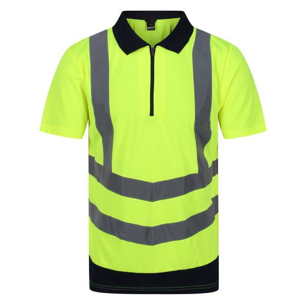 Regatta TRS189 Pro Hi-Vis Wicking Polo Shirt; Yellow/Navy (YEL)(NY)(207); Medium (M)