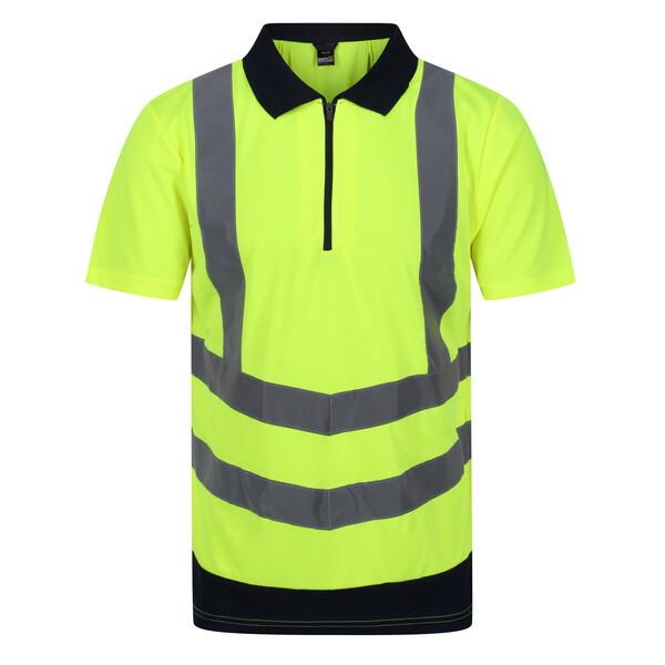 Regatta TRS189 Pro Hi-Vis Wicking Polo Shirt; Yellow/Navy (YEL)(NY)(207); Medium (M)