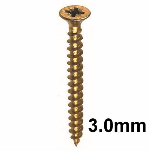Reisser Craft R2 Countersunk Pozi Single Thread; Zinc And Yellow Passivated (ZYP); 3.0 x 12mm; Fully Threaded; Box (200)