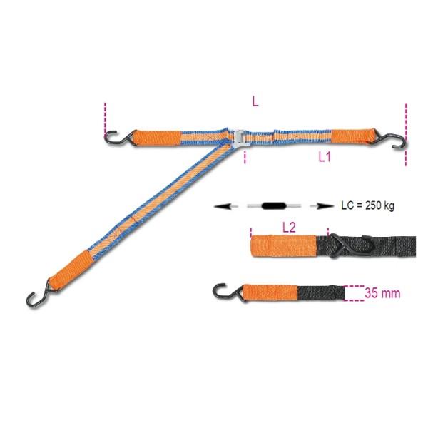 Robur 8188FG3 Cam Buckle Strap With 3 S Hooks; 3.5 Metres; 250kg Capacity