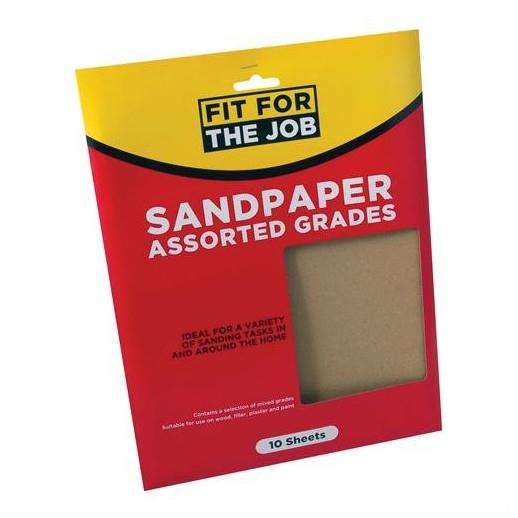 Fit For The Job FFJASP10M Sandpaper; Fine Grade; 230 x 280mm; Pack 10 Sheets