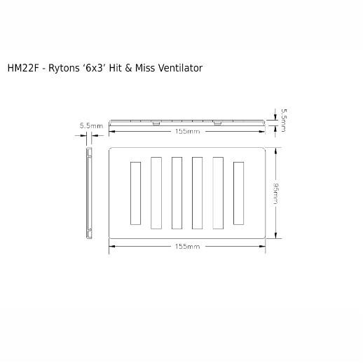 Rytons HM22 Hit And Miss Ventilator With Flyscreen; White (WH); 6" x 3"