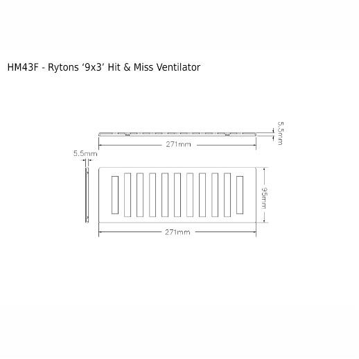 Rytons HM43 Hit And Miss Ventilator With Flyscreen; White (WH); 9