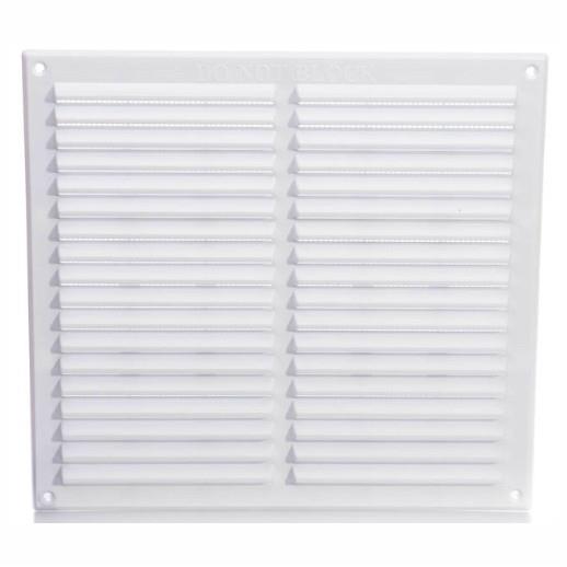 Rytons LV205 Louvre Ventilator With Flyscreen; White (WH); 225 x 225mm (9" x 9")