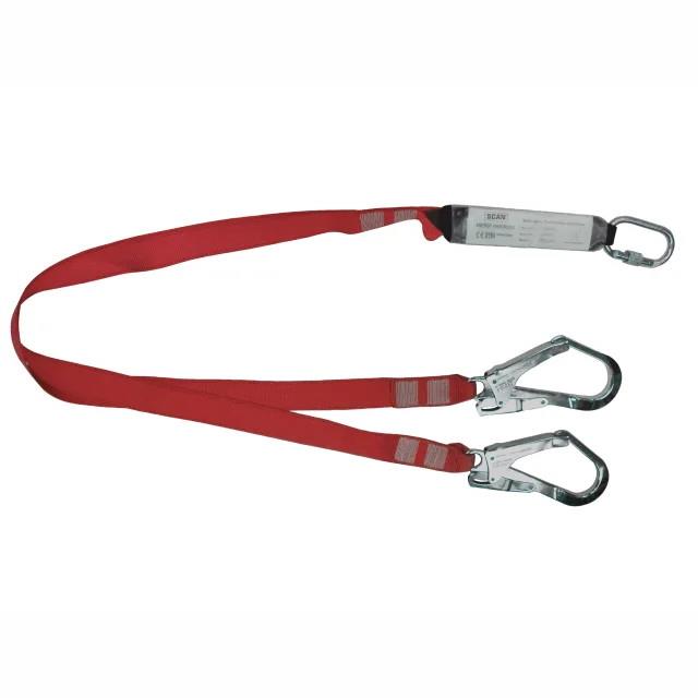 Scan FALYTWIN Fall Arrest Twin Lanyard; 1.8m; ; Conforms to CE - EN 355; 2 Hooks & Shock Absorber Carabiner