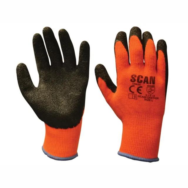 Scan SCAGLOKSTHM Thermal Latex Coated Gloves; Orange (OR); Size 8 Medium (M)