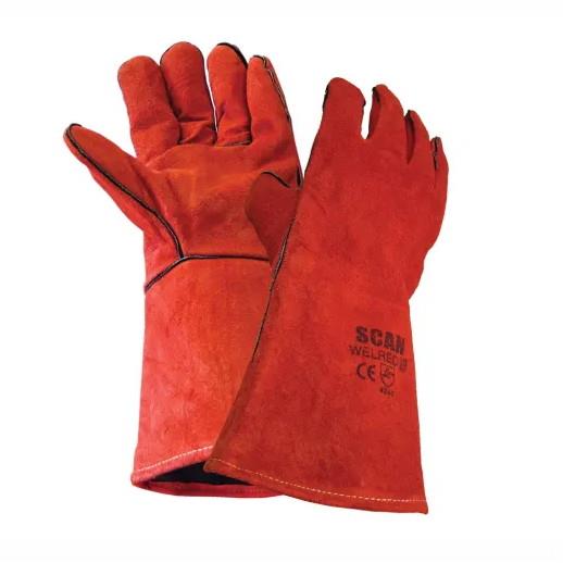 Scan 6201 Welders Gauntlets; Red (RD); Large (Size 9)