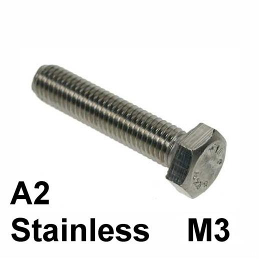 Hex Set Screws; A2 Stainless; M3 x 8mm