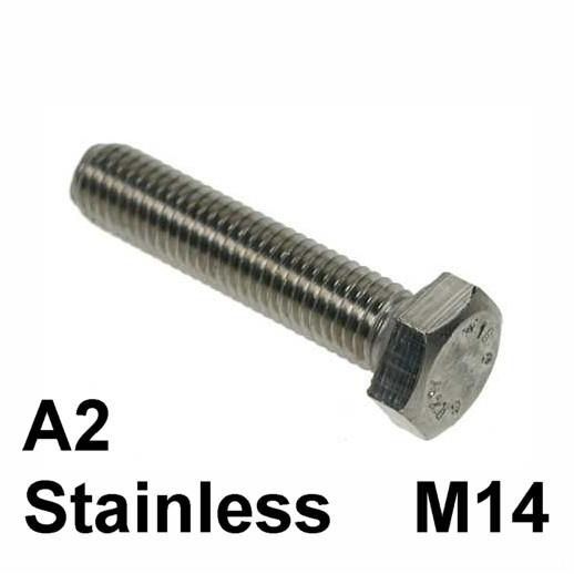 Hex Set Screws; A2 Stainless; DIN933; M14 x 30mm