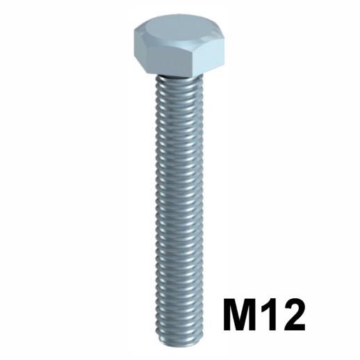 High Tensile Hex Set Screws; GR8.8; DIN 933; Zinc Plated (ZP); M12 x 20mm