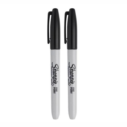 Sharpie 1985860 Fine Tip Permanent Marker; Black (BK); Pack (2)