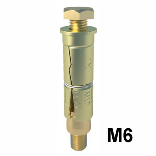 Timco 0610LSH Shield Anchor; Loose Bolt; Drill 12.0mm Hole; M6 x 50mm Bolt; Zinc & Yellow Passivated (ZYP); M6 x 10L