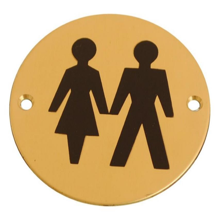 Symbol Plate Printed "Unisex"; Polished Brass (PB); 76mm Diameter