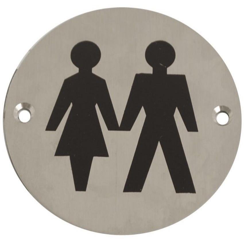 Symbol Plate Printed "Unisex"; Polished Stainless Steel (PSS); 76mm Diameter