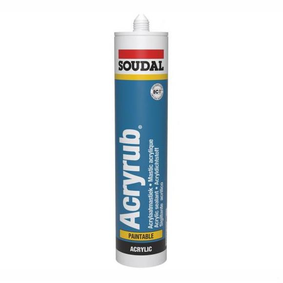 Soudal 147523 ACRYRUB Superior Quality Acrylic Sealant; External Extra White (EWH); 300ml