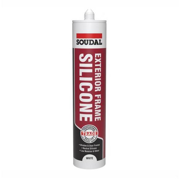 Soudal 121649 Trade Exterior Frame Silicone Sealant; Low Modulus Neutral Cure (LMN); 270ml C3; Brilliant White (BWH)