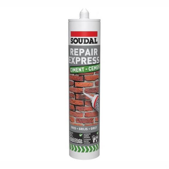 Soudal 125786 Repair Express Cement; Heavy Duty Filler; External/Internal Use; Grey (GR); 290ml