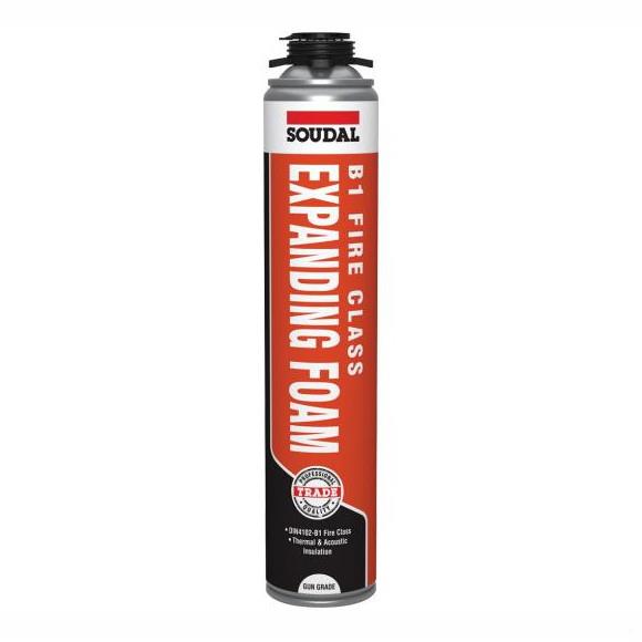 Soudal 132730 B1 Fire & Acoustic Expanding Insulating Filling & Fixing Foam; B1 Din4102; Blue (BL); 750ml