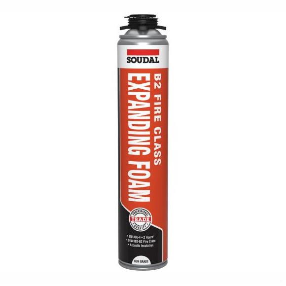 Soudal 128450 B2 Fire & Acoustic Expanding Insulating Filling & Fixing Foam; B2 Din4102; Champagne (CH); 750ml