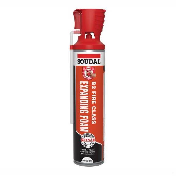 Soudal 135233 B2 Fire & Acoustic Expanding Insulating Filling & Fixing Foam; B2 Din4102; Champagne (CH); 600ml