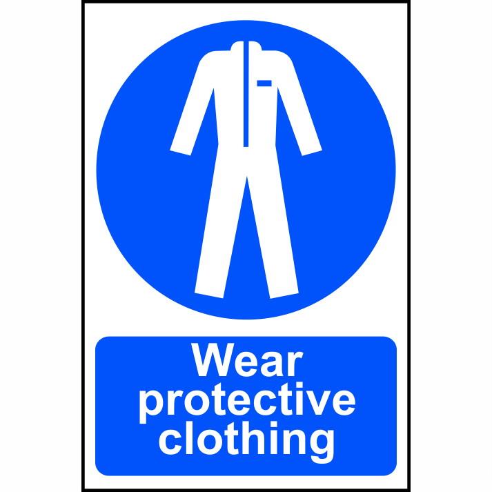 Spectrum Sign 0015 "Wear protective clothing"; Self Adhesive Semi Rigid (PVC); 200 x 300mm