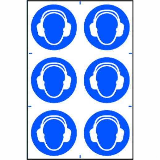 Spectrum Sign 0028 Ear Protection Pictogram; Self Adhesive Semi Rigid (PVC); 200 x 300mm; Sheet (6) 100 x 100mm