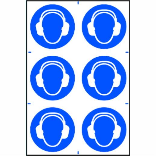 Spectrum Sign 0028 Ear Protection Pictogram; Self Adhesive Semi Rigid (PVC); 200 x 300mm; Sheet (6) 100 x 100mm