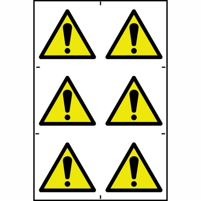 Spectrum Sign 0804 Hazard Warning Symbol; In Yellow Triangle; Self Adhesive Semi Rigid (PVC); 200 x 300mm; Sheet (6) 100 x 100mm