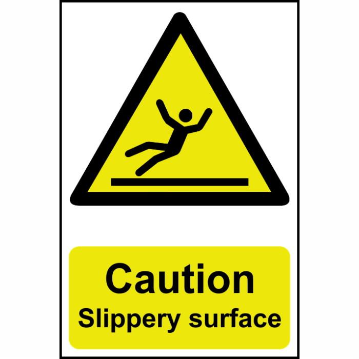 Spectrum Sign 1108 "Caution Slippery surface"; Self Adhesive Semi Rigid (PVC); 200 x 300mm