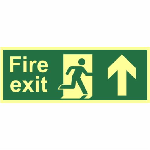 Spectrum Photoluminescent Sign 12414 "Fire Exit"; (Running Man; Arrow Up); 1.3mm Rigid (PHO); 400 x 150mm