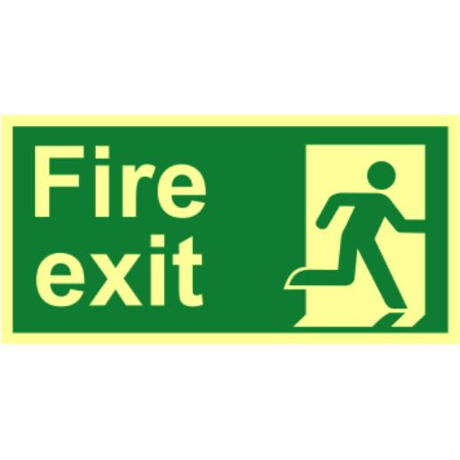 Spectrum Photoluminescent Sign 12416 "Fire Exit" (Running Man Right; No Arrow); 1.3mm Rigid (PHO); 300 x 150mm