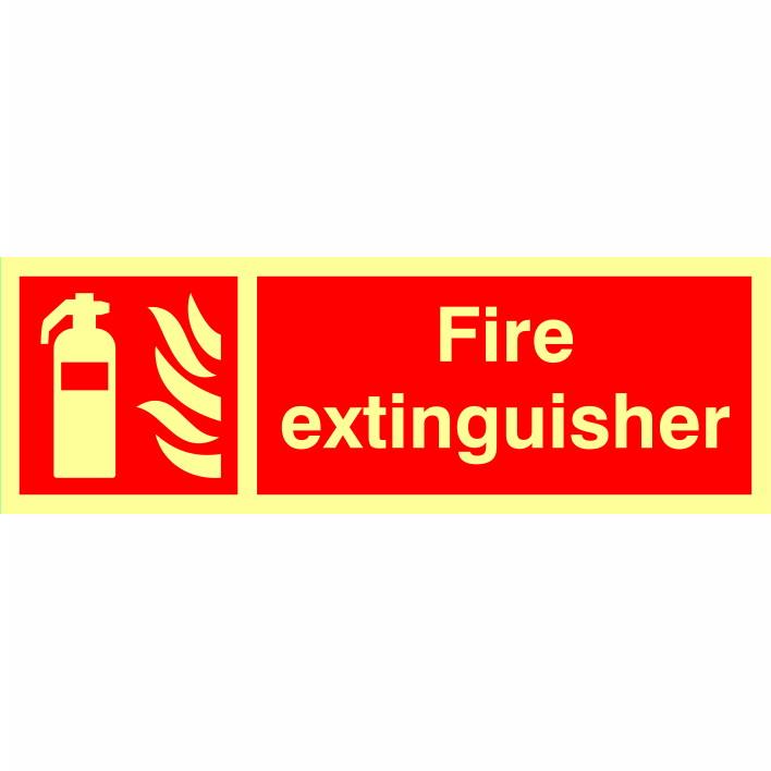 Spectrum Photoluminescent Sign 12442 "Fire Extinguisher" Symbol Left Hand End; 1.3mm Rigid Self Adhesive Board (PHO); 300 x 100mm