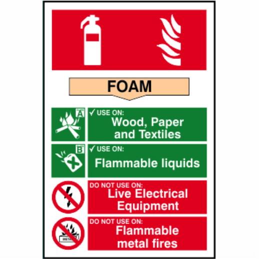 Spectrum Sign 1361 Fire Extinguisher Composite "FOAM"; Self Adhesive Semi Rigid (PVC); 200 x 300mm