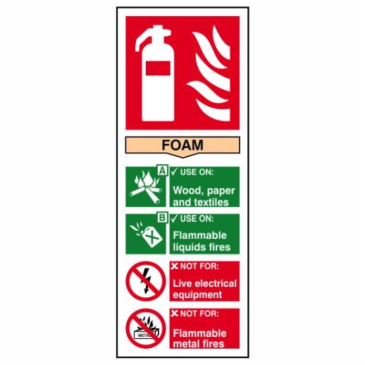 Spectrum Sign 1371 "Foam"; Self Adhesive Semi Rigid (PVC); 75 x 200mm; (Fire Extinguisher)