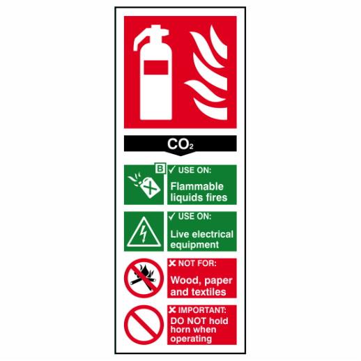 Spectrum Sign 1372 Fire Extinguisher Composite "CO2"; Self Adhesive Semi Rigid (PVC); 75 x 200mm