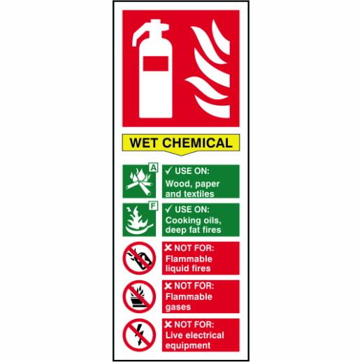 Spectrun Sign 1374 Fire Extinguisher Composite "Wet Chemical"; Self Adhesive Semi Rigid (PVC); 75 x 200mm