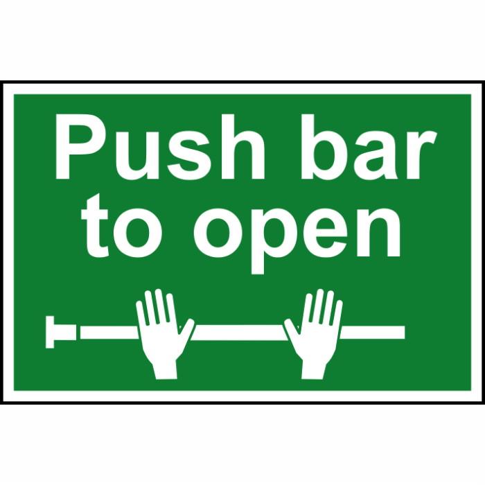 Spectrum Sign 1523 "Push Bar To Open"; Self Adhesive Semi Rigid (PVC); 300 x 200mm