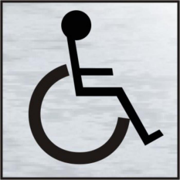 Spectrum Sign 2105 Disabled Graphic Symbol; Self Adhesive Brushed Silver (BSIL); 120 x 122mm