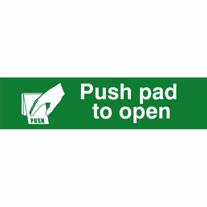 Spectrum Sign 5210 "Push pad to open"; Self Adhesive Semi Rigid (PVC); 200 x 50mm